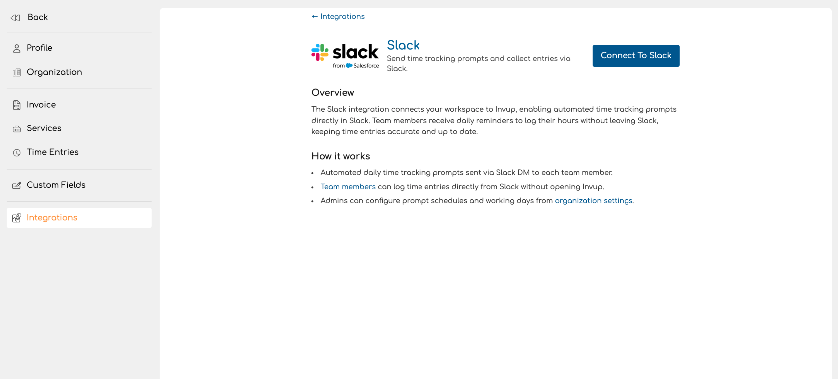 Admin - Slack Integration Page.png