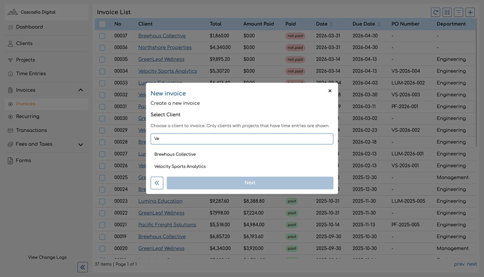 Admin - Create Invoice Select Client.png